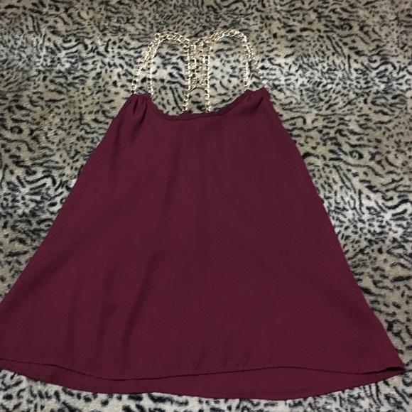 Maroon gold chain tank