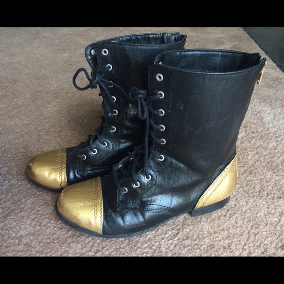 Sarah Jayne Black and Gold Boots
