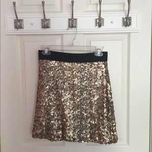 Gold sequined mini skirt