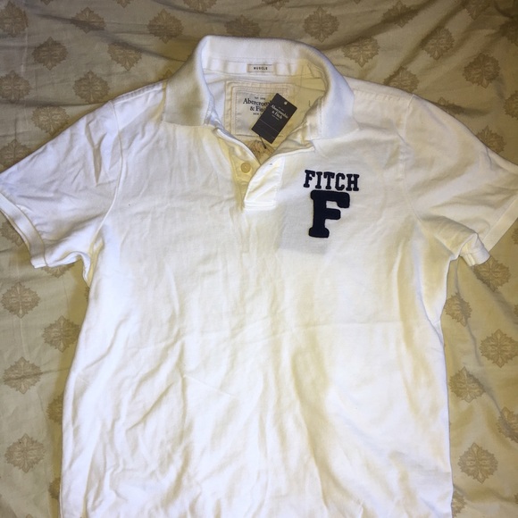 Men's Abercrombie & Fitch White Polo