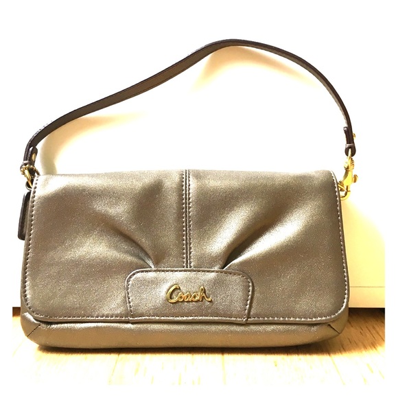 Coach Gun metal dark gold wristlet