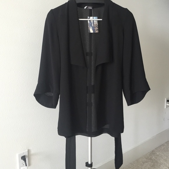 Black sheer wrap top