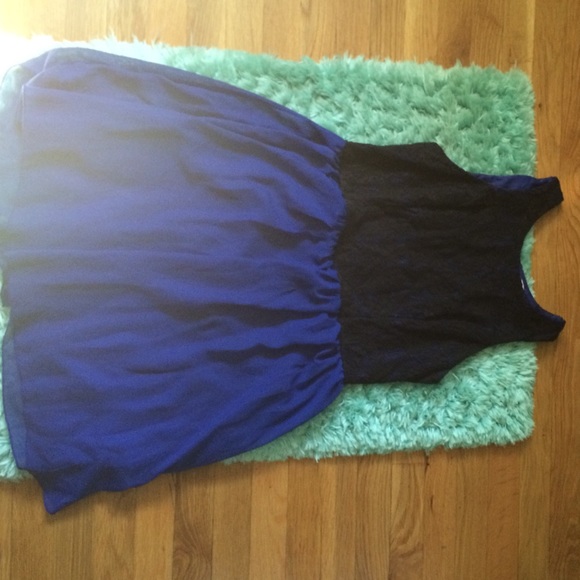 Blue and black lace party dress