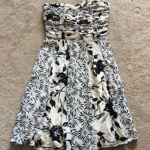 Silk black and ivory strapless dress *last chance*