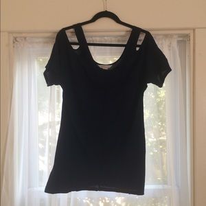 BCBG Navy Shoulder Cut-out Top
