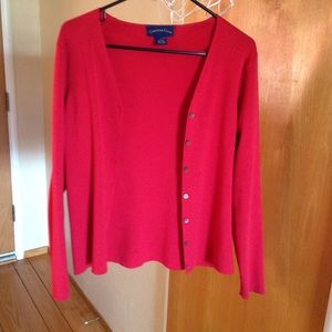 Charter club silk cotton cardigan  medium red