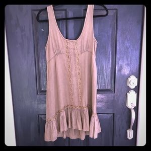 Cute green slip dress with lacy detail!