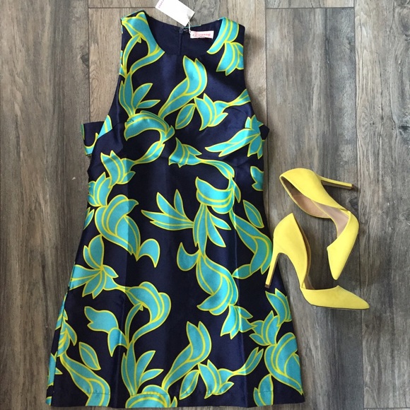 COPACABANA SUNRISE NAVY BLUE PRINT DRESS.