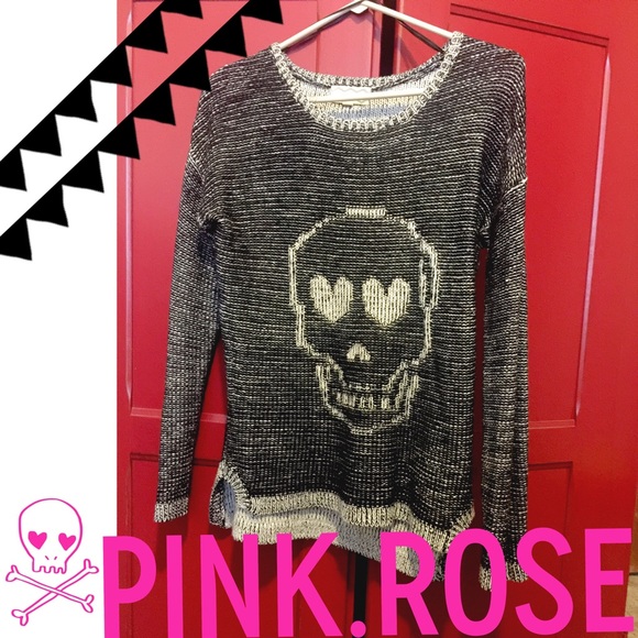 Pink Rose Skull Sweater