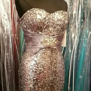 Liquid Beading Metallic Silver Dress