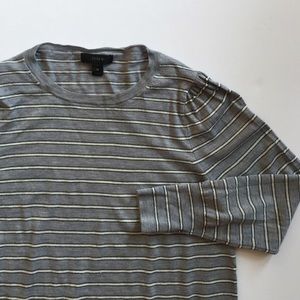 JCrew Merino Wool grey striped sweater