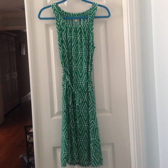 Green and white dress