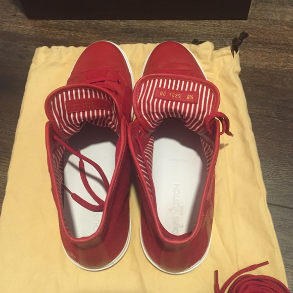 Louis Vuitton Shoes Louis Vuitton Rare Red Canvas Leather Men Shoes