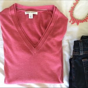 Banana Republic Hot Pink V Neck Sweater