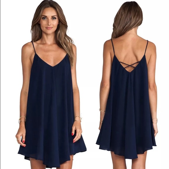 Dresses & Skirts - BOUTIQUE - Semi Sheer Strapped Navy Mini Dress