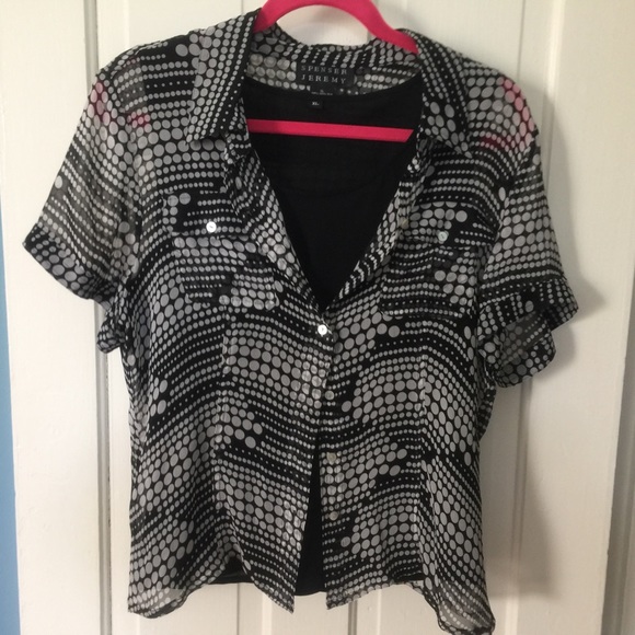 2-PC 100% SILK BUTTON UP BLOUSE WITH CAMISOLE