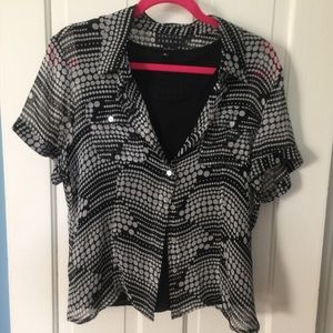 2-PC 100% SILK BUTTON UP BLOUSE WITH CAMISOLE