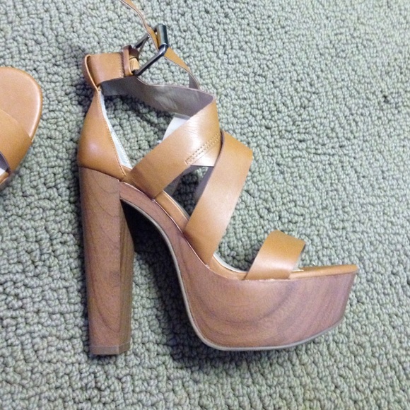 Justfab camel platform heels