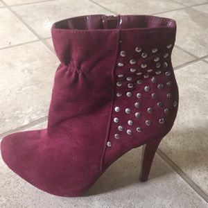 Maroon Suede Booties 8.5