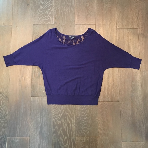 Blue sweater with lace back