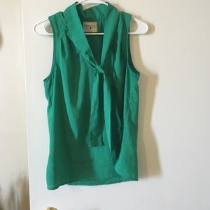 Emerald green front tie top