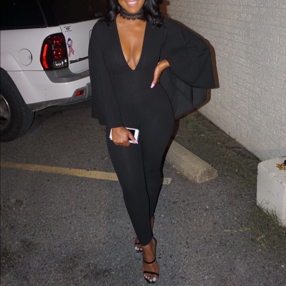 Black cape style jumpsuit worn once
