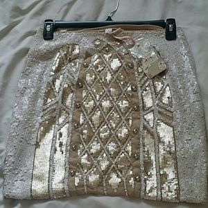 Golden sequin mini skirt