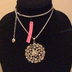 Betsey Johnson silver toned sweater necklace