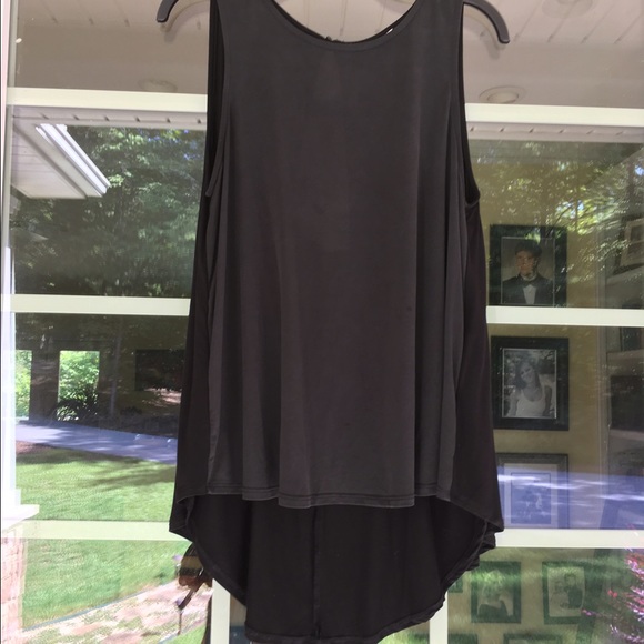 Black flowy tank with back cut out