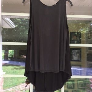 Black flowy tank with back cut out