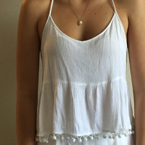 white Pom Pom top