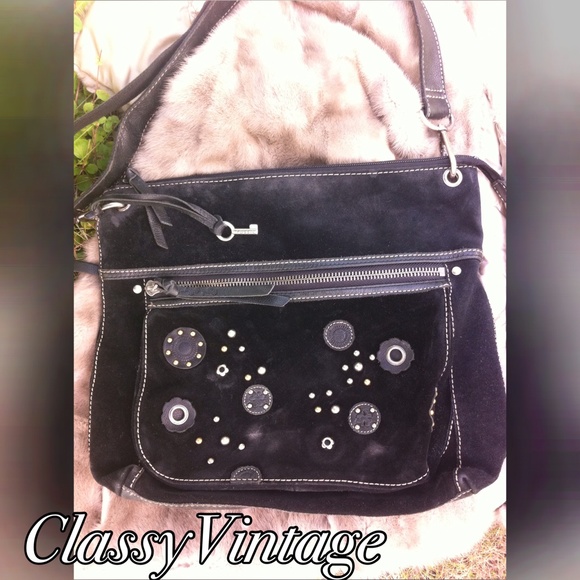 Fossil Handbags - Large black suede Fossil handbag