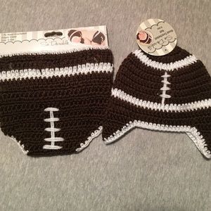 Hand crocheted diaper cover and hat for baby boy