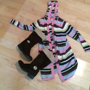 MK boots and cardigan set