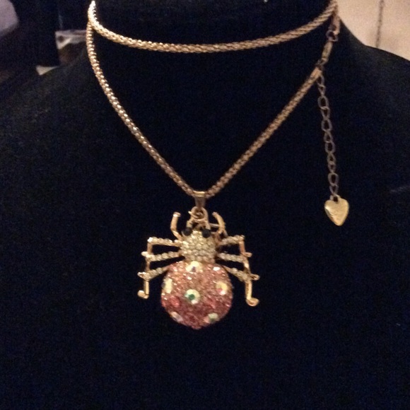 Betsey Johnson spider sweater necklace