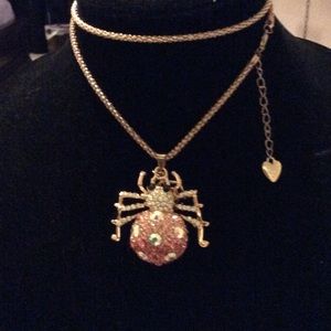 Betsey Johnson spider sweater necklace