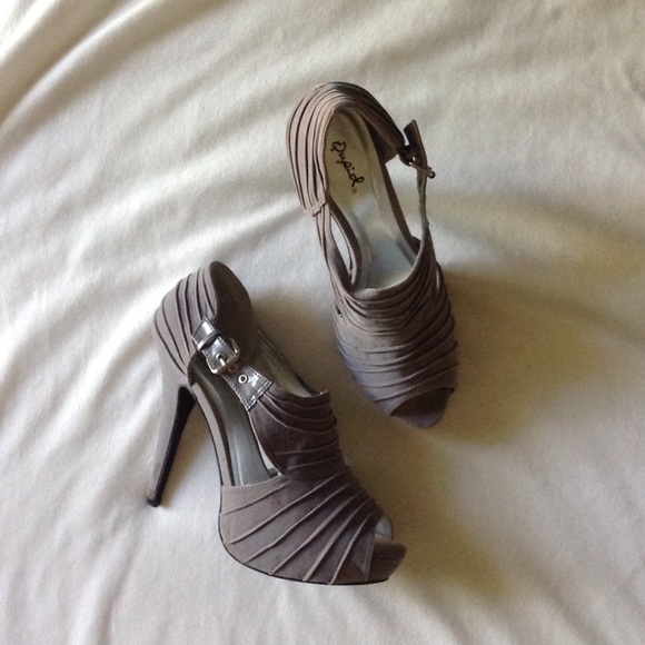 Grey Suede Peep Toe Booties