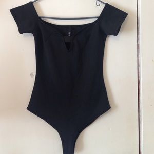 Black off the shoulder bodysuit