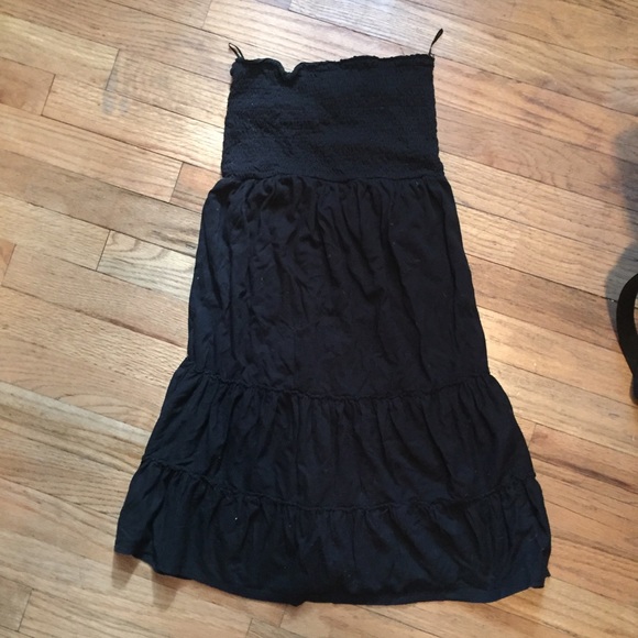 Boho Black strapless cover up dress