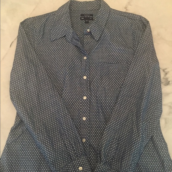 🎉Lowest! Chambray polka dot long sleeve Gap top,L