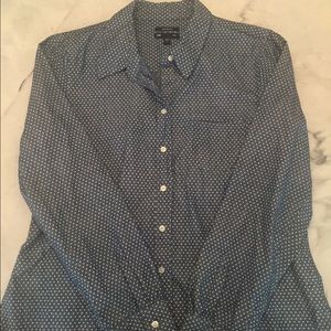 🎉Lowest! Chambray polka dot long sleeve Gap top,L