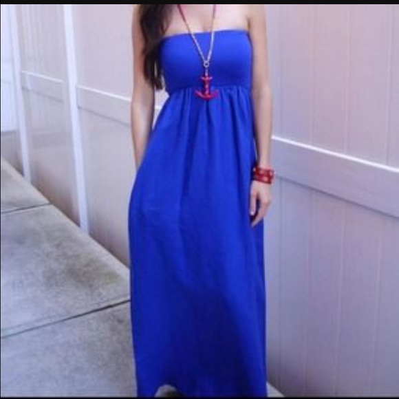 Turquoise linen maxi dress with pockets