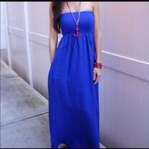 Turquoise linen maxi dress with pockets