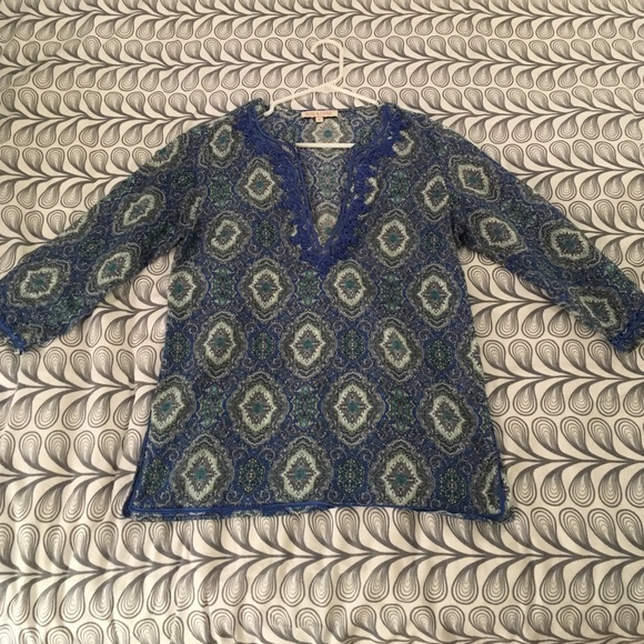 Blue 3/4 length sleeve tunic