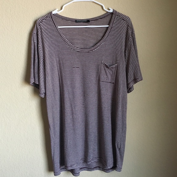 Brandy Melville maroon striped tee