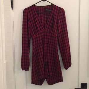 Reformation checkered shorts romper XS