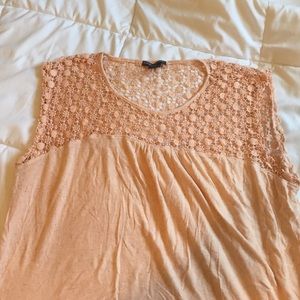 Light pink crocheted sleeveless flowy top