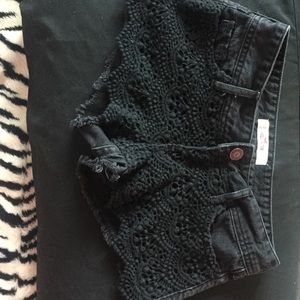 Black lace detailed shorts