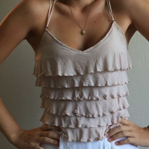 EXPRESS ruffle light pink top