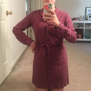 Pink and Black Chevron Button Down Dress